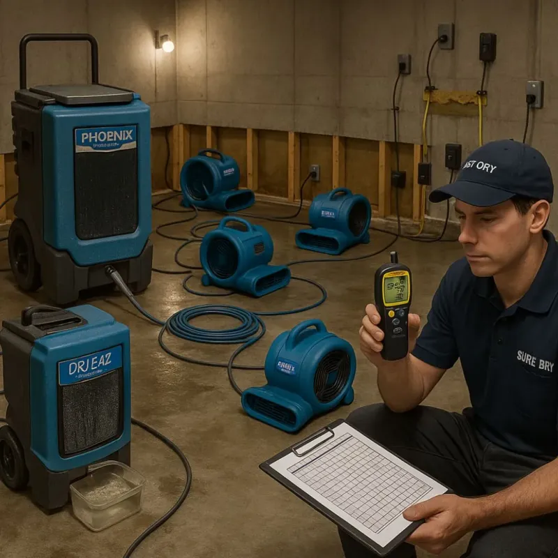 Structural Drying and Dehumidification process in Versailles, PA